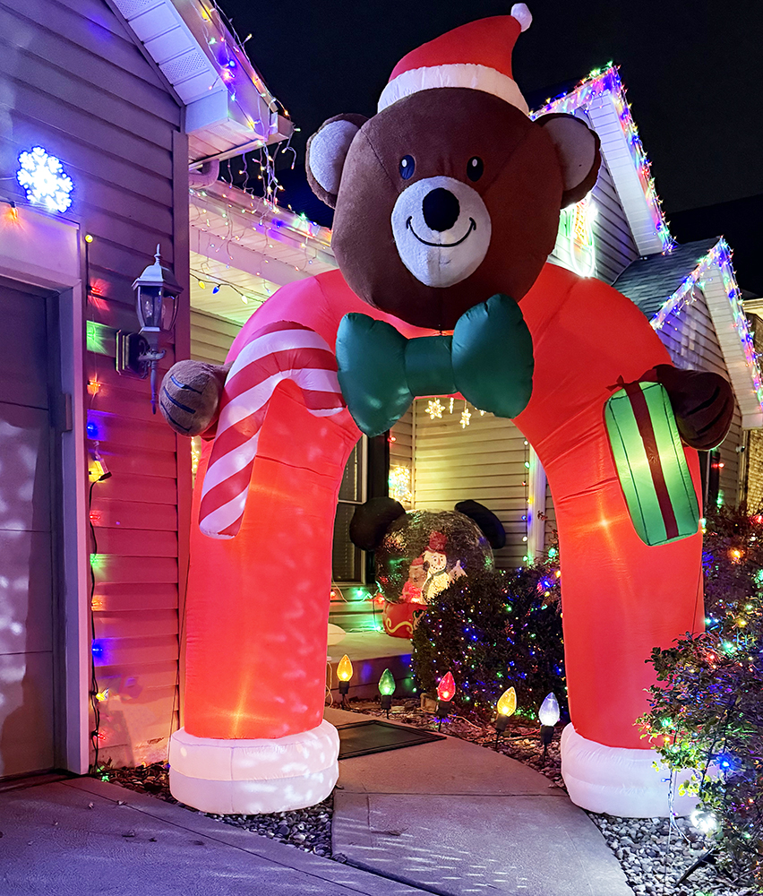 A giant teddy bear that you can walk through.