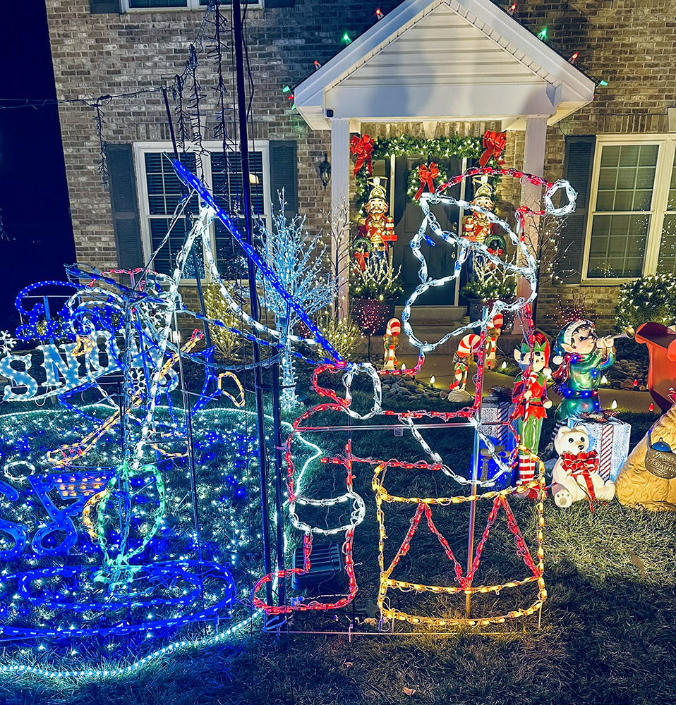 Santa fishing at the skating rink.