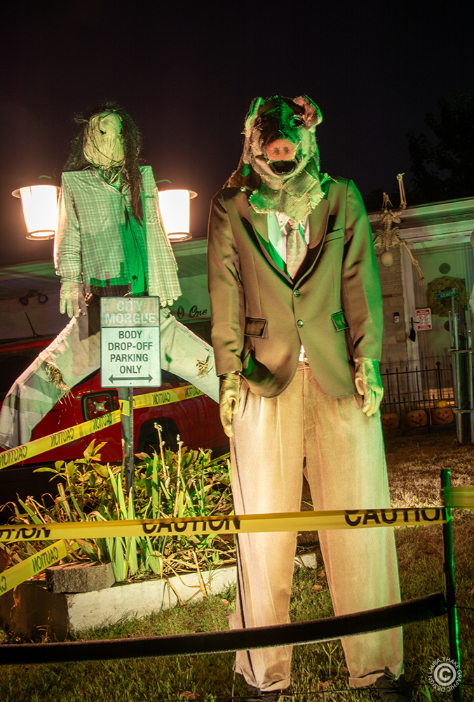 Sweetmeat, the butcher of St. Louis, stands waiting for the bodies to arrive for Halloween.