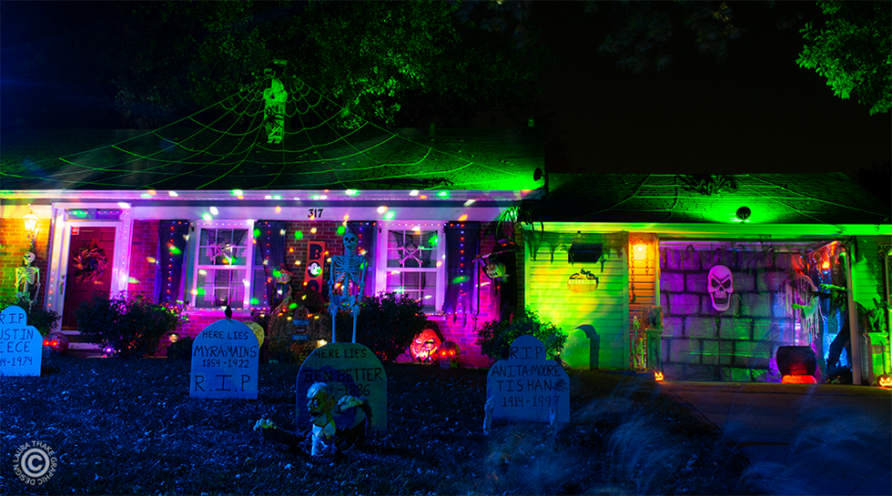 Clever headstones and fantastic lights everywhere!