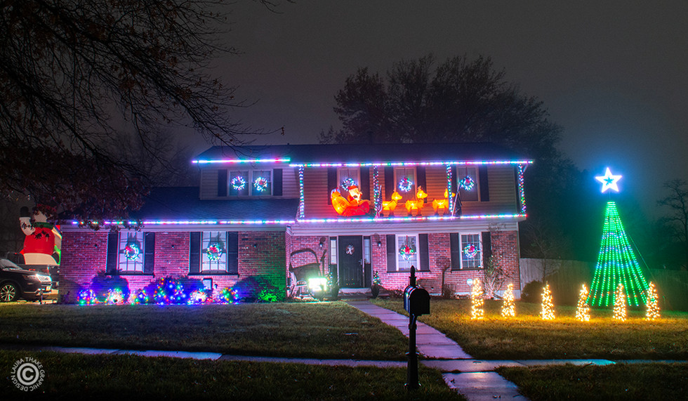 Christmas lights set to music in Ellisvile MO.