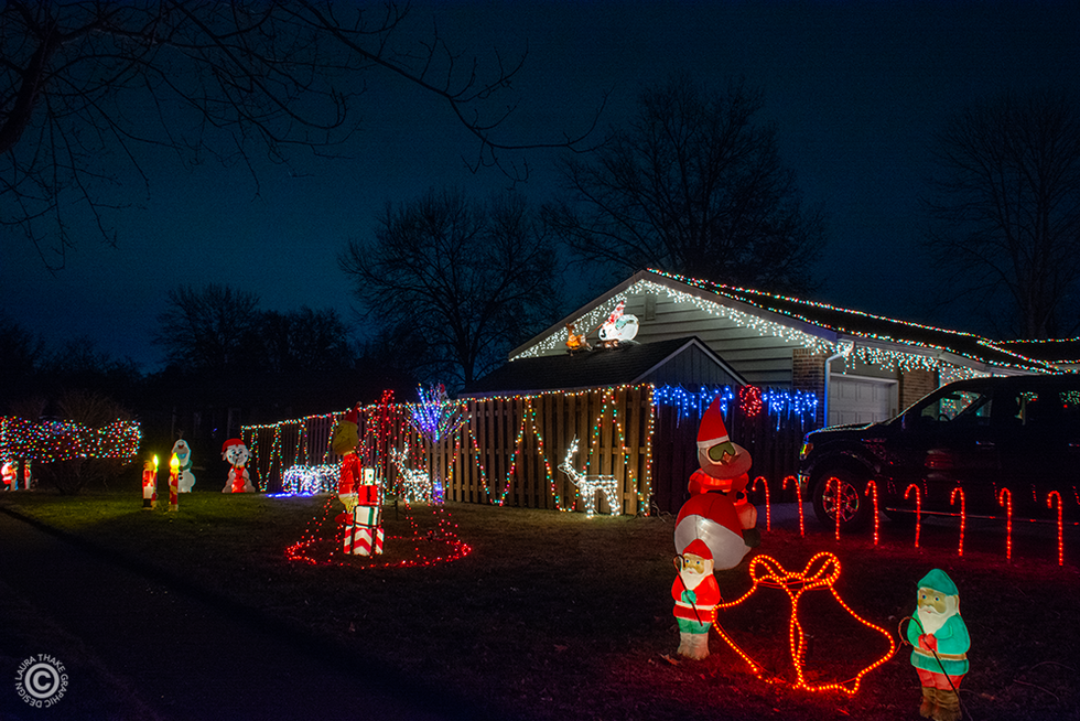 The side yard was not neglected and has more lights.