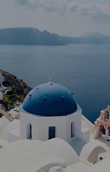 Overlooking the famous blue church domes