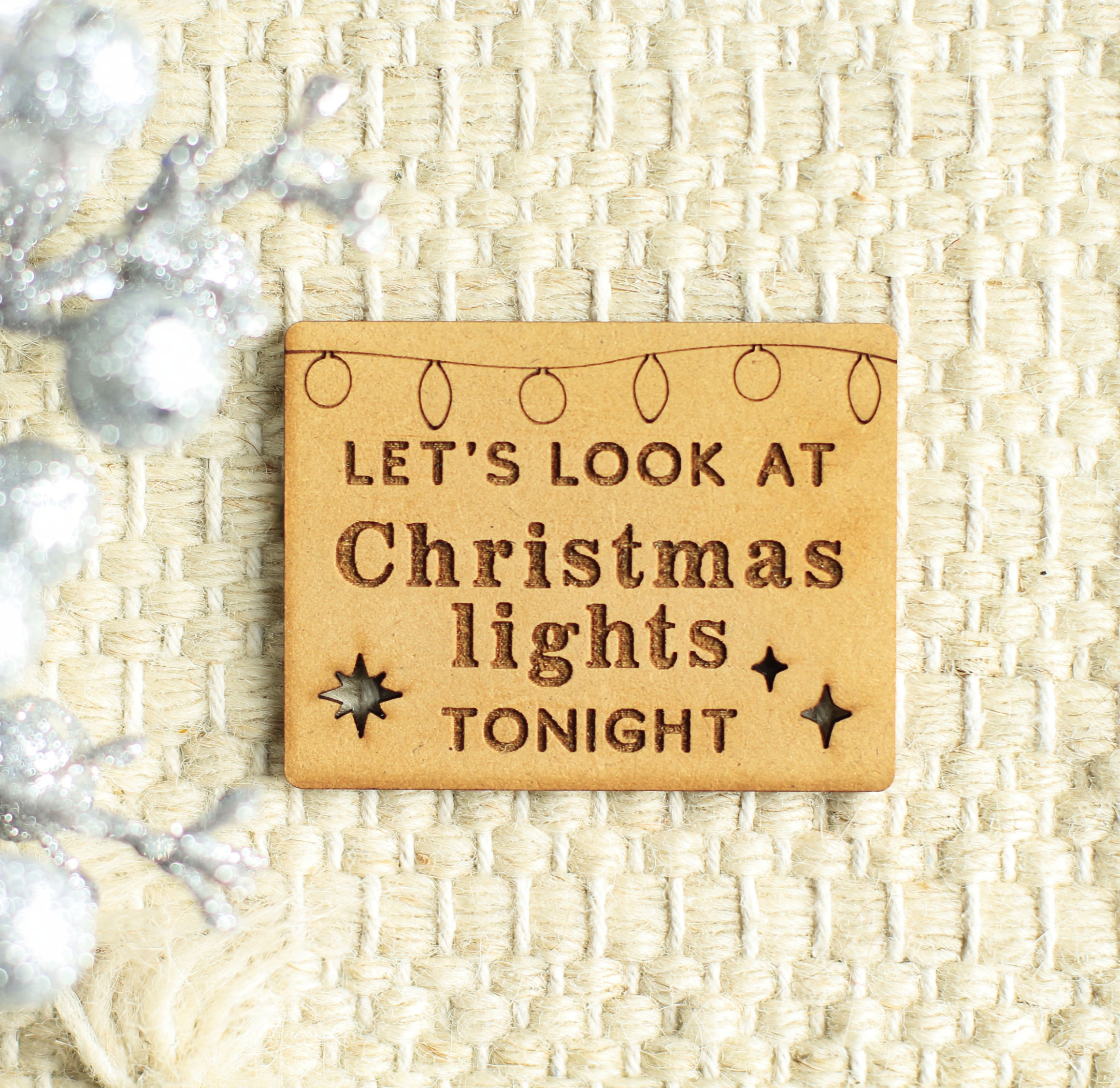 Elf Prop "Let's Look at Christmas Lights Tonight" Sign
