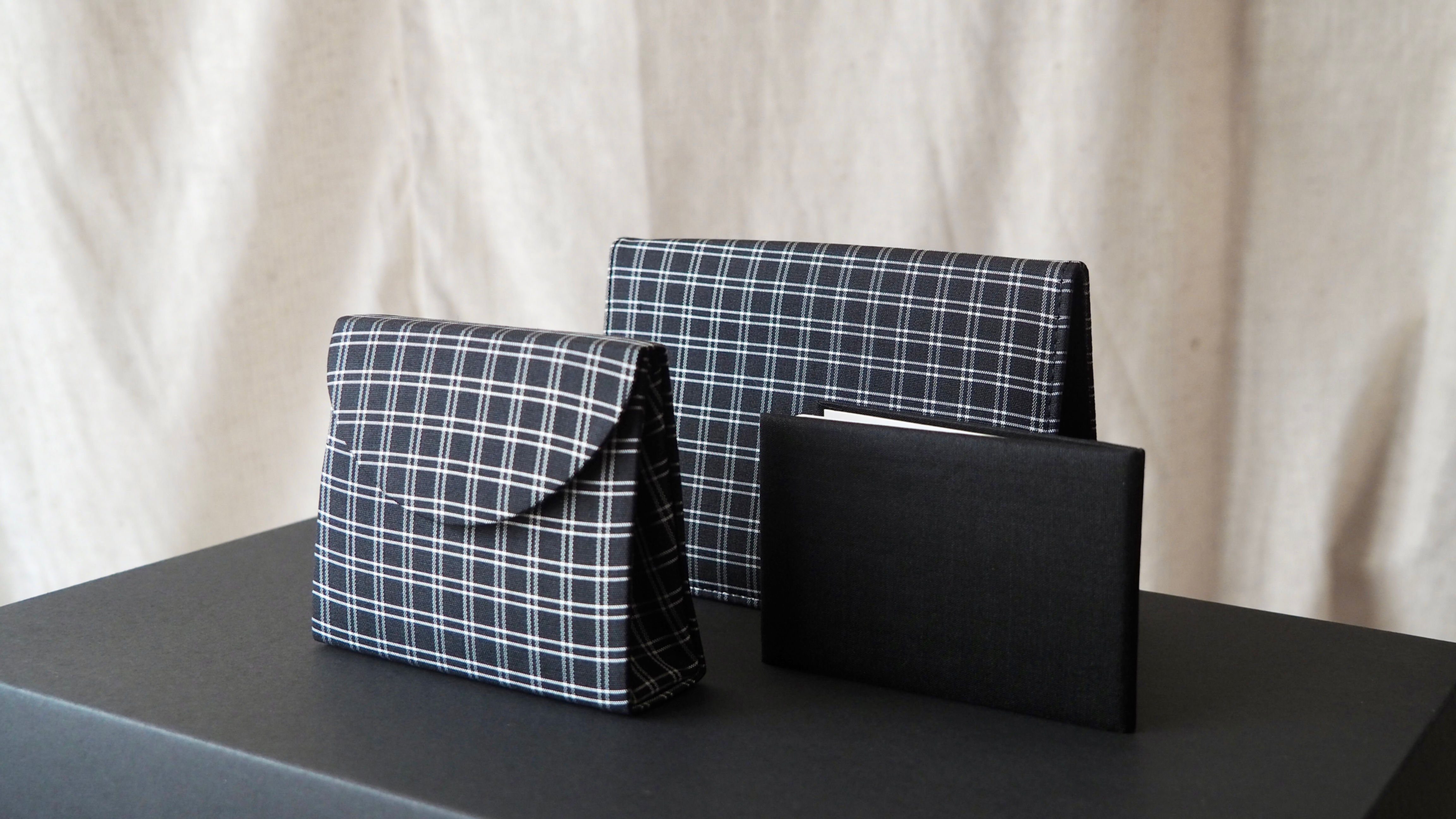 Modern Black FULL SET : MINI silk pouch ,Phone Book and Passport Cover