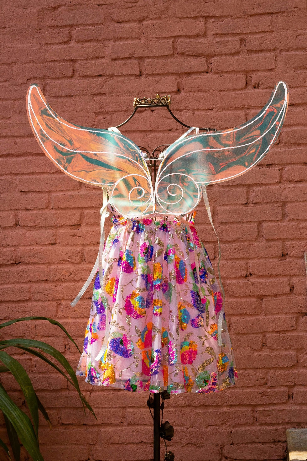 Thumbnail: Fada vestido primavera rosa completa fantasia asas fada headpiece festa tule