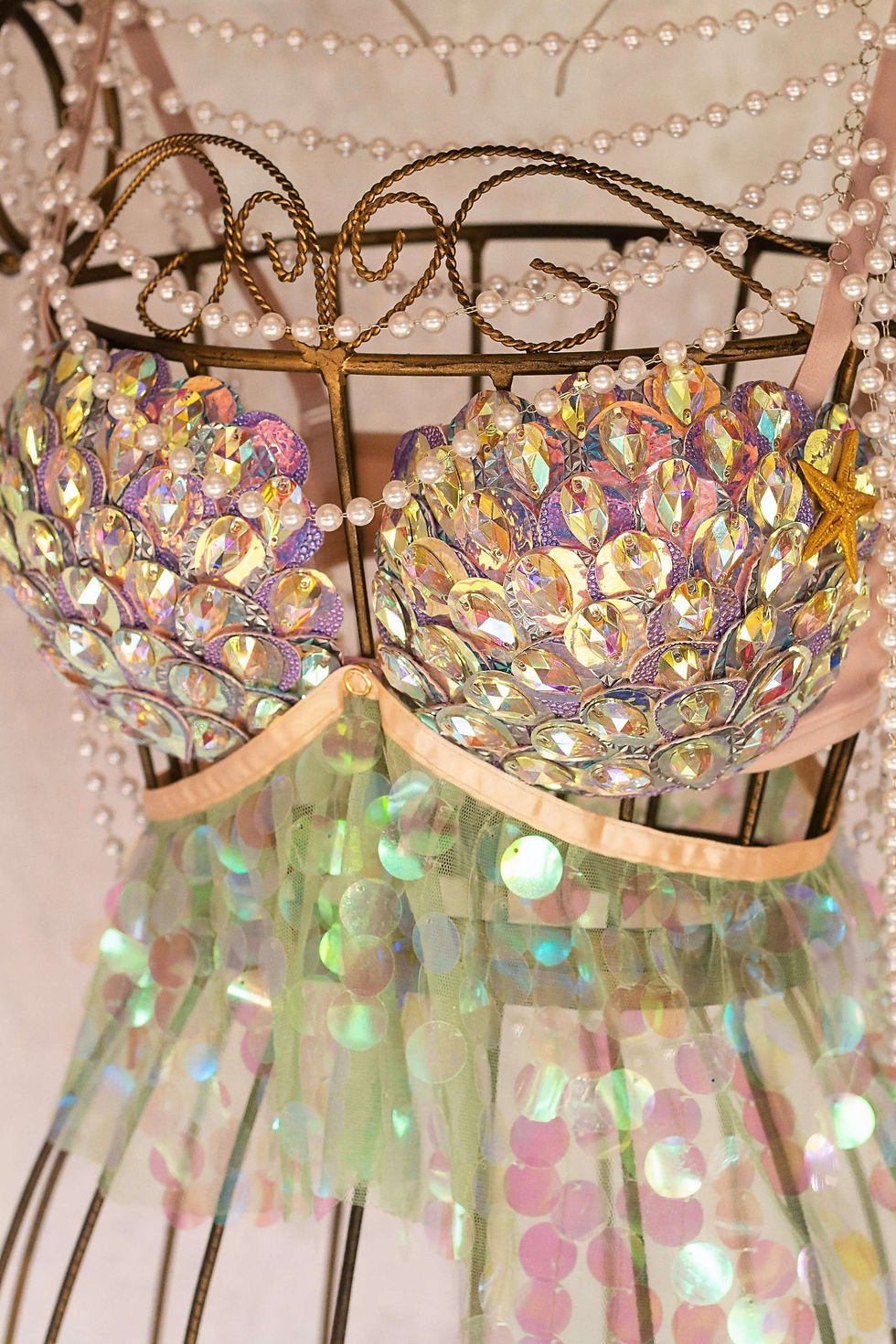 Miniatura: kit top sereia adereço perolas carnaval fantasia de luxo acessorios sereia