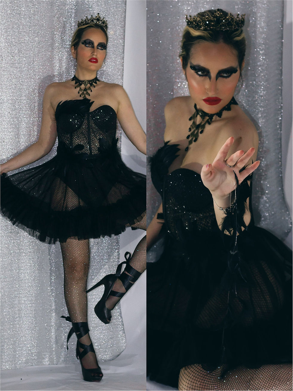 Miniatura: Fantasia cisne negro luxo halloween completa