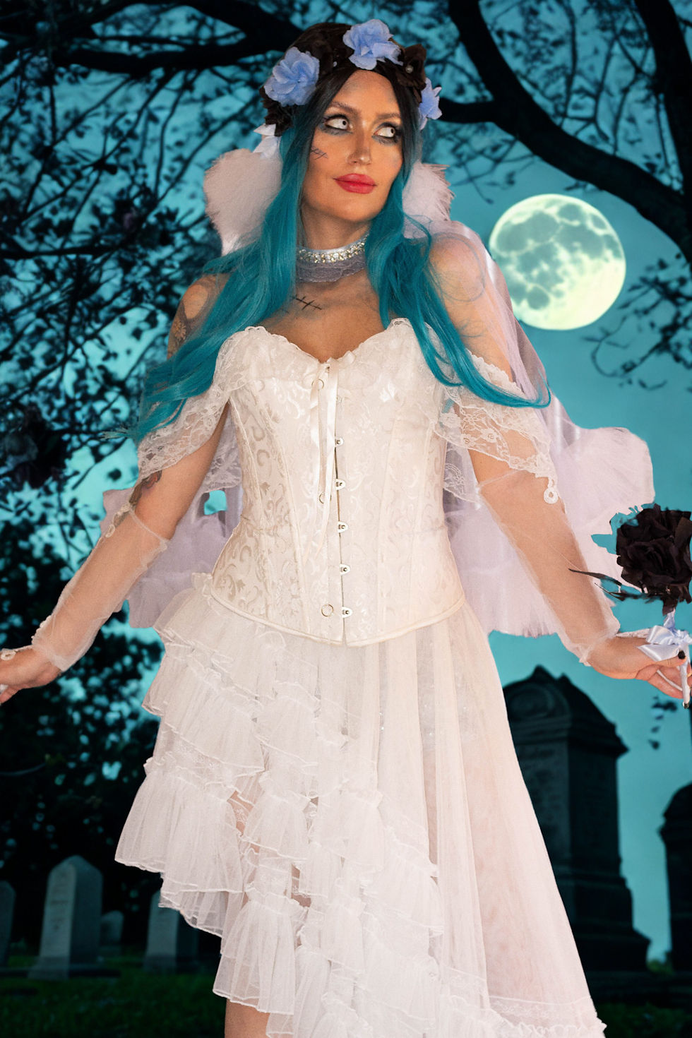 Miniatura: Fantasia Noiva Cadáver Luxo Adulto - Halloween 