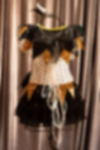 Miniatura: Fantasia Colombina com corset decorado e saia de tule volumosa, ideal para Carnaval artístico.