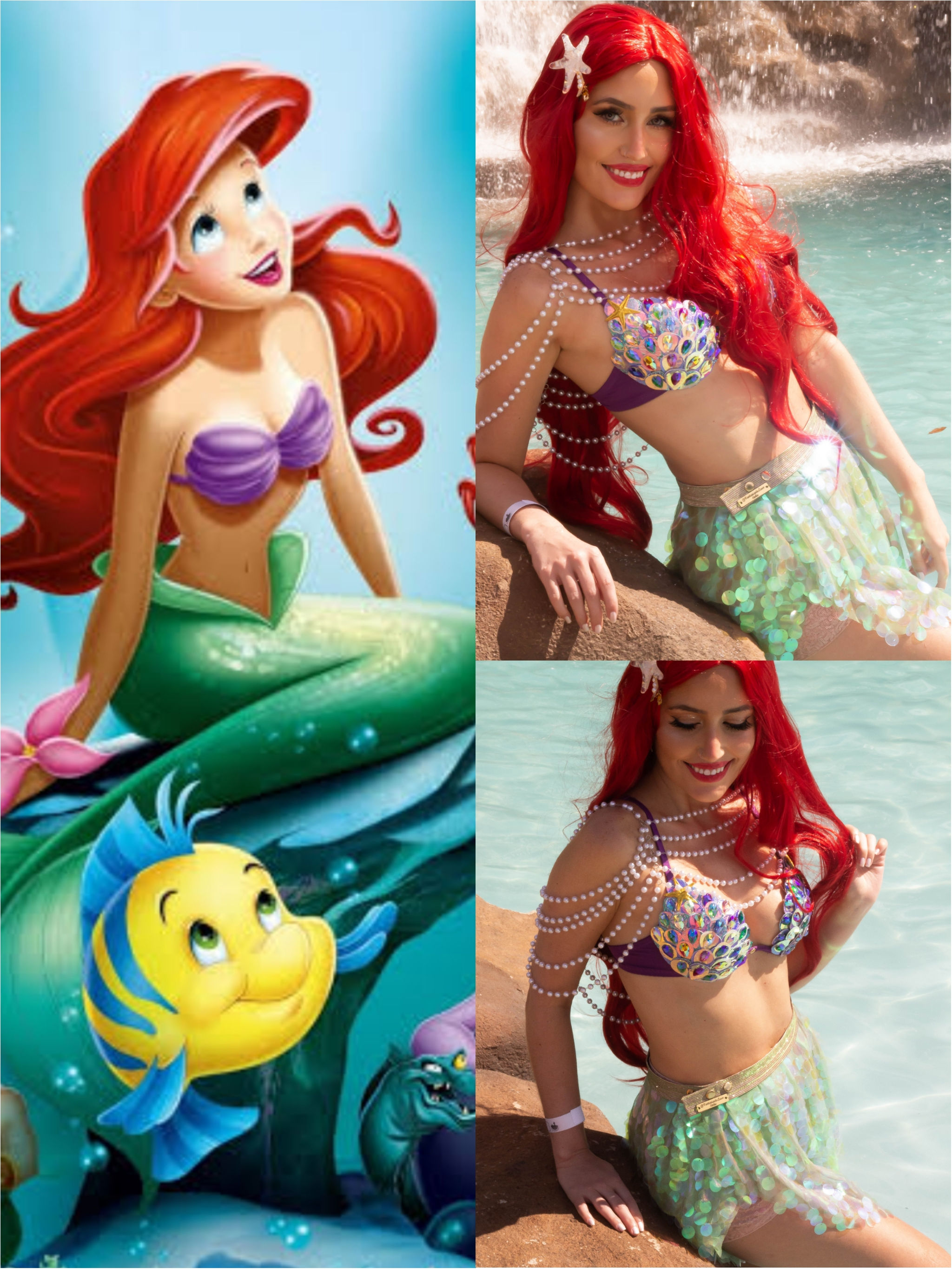 Fantasia pequena sereia ariel com pérolas carnaval 2023