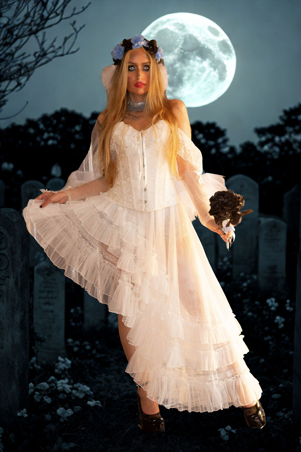 Thumbnail: Fantasia Halloween Noiva Fantasma Luxo Completa