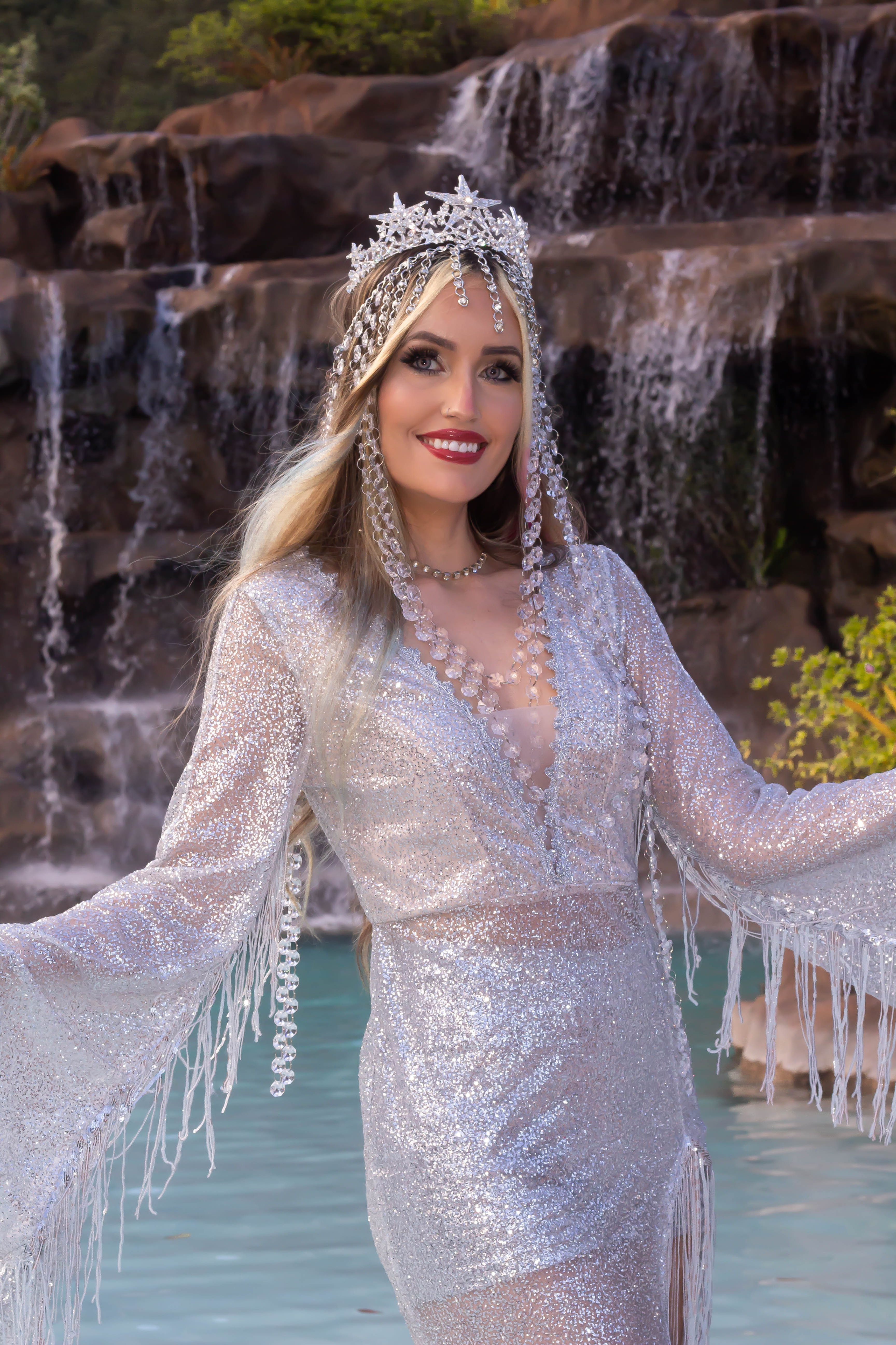 Kit deusa das águas adereço coroa rainha acessório carnaval 2022