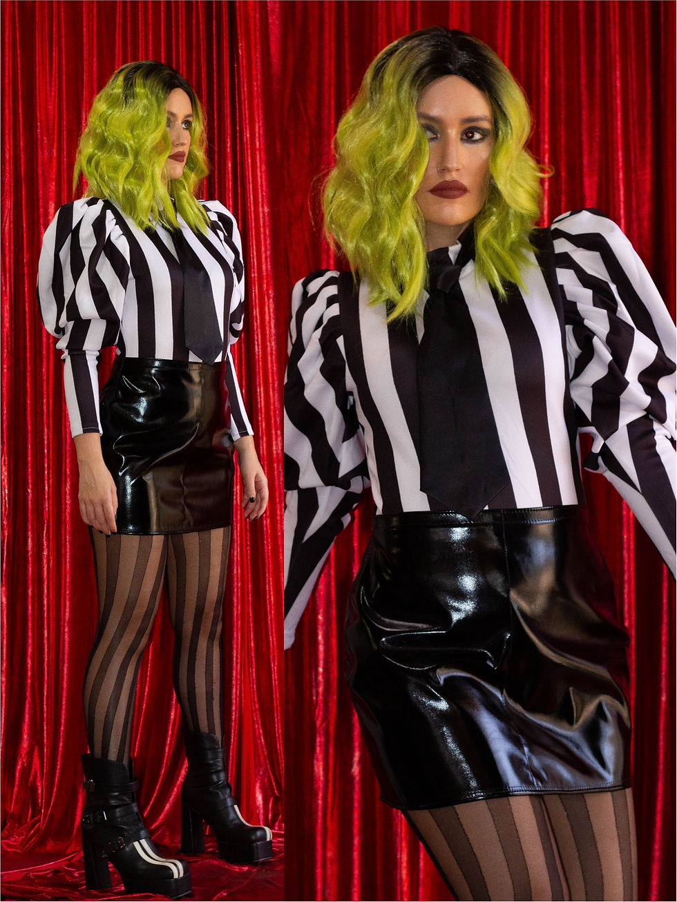 Miniatura: Fantasia beetlejuice feminina halloween completa 
