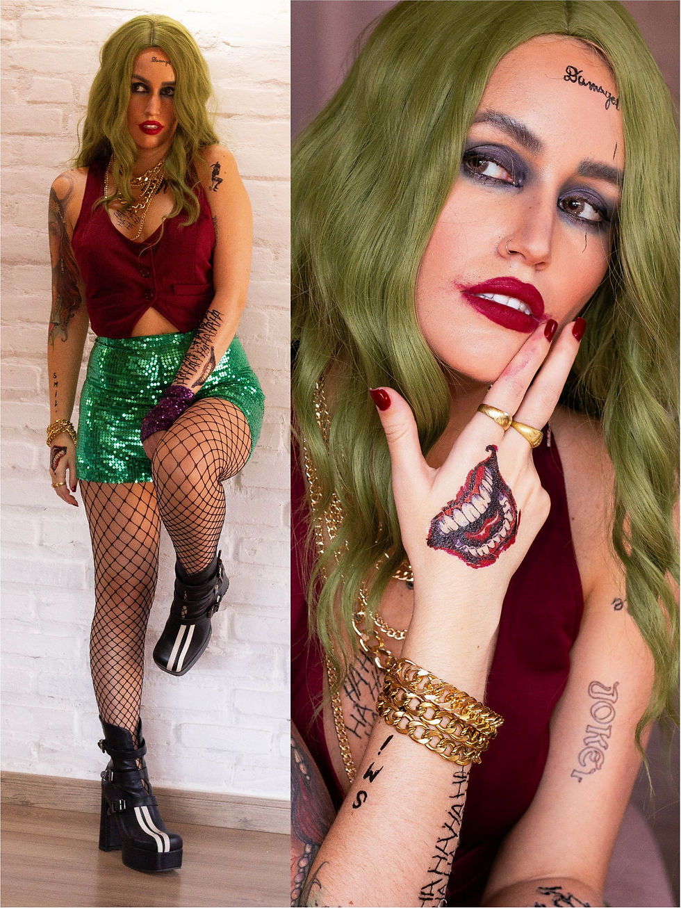 Miniatura: fantasia de coringa feminina halloween