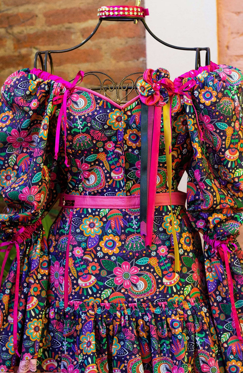 Miniatura: Vestido festa junina luxo traje junino caipira arraia adulto quadrilha sao joao