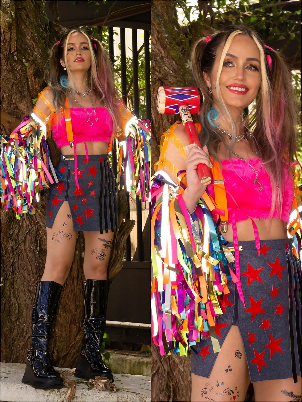 Thumbnail: Fantasia arlequina aves de rapina completa carnaval 2022 cosplay 