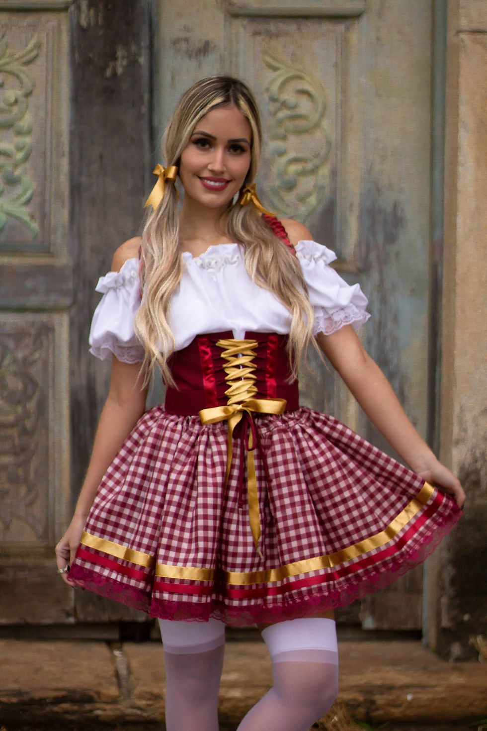 Thumbnail: Caipira Chic vestido junino adulto festa junina quadrilha 