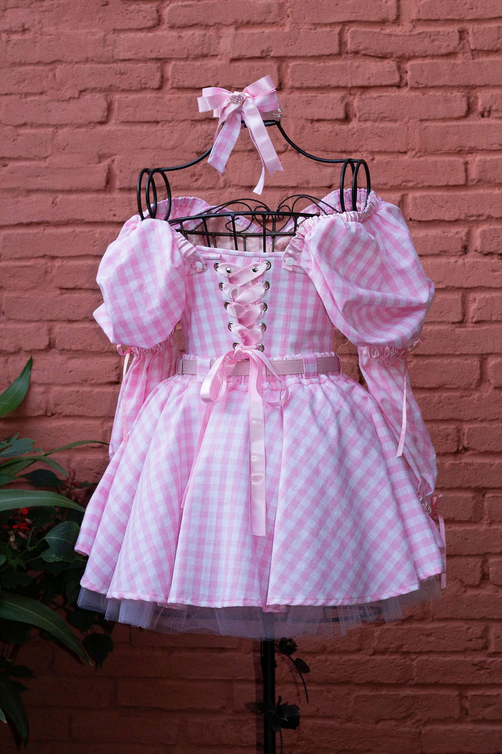 Miniatura: Vestido festa junina rosa barbie adulto xadrez rosa traje junino caipira 