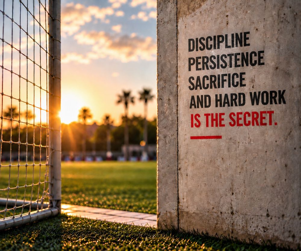 Wall slogan: Discipline, persistence, sacrifice and hard work is the secret.