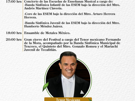 Todo listo para el cierre del 10º Festival Vientos de la Montaña Texcoco con Fernando de la Mora.