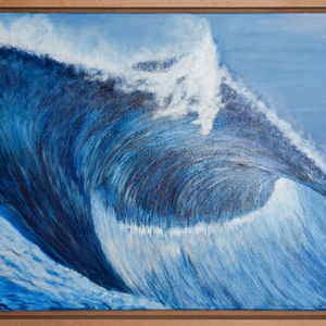 tableau de CGP : nouvelle vague. Peinture acrylique sur toile de 65 cm x 40 cm + encadrement hêtre naturel.