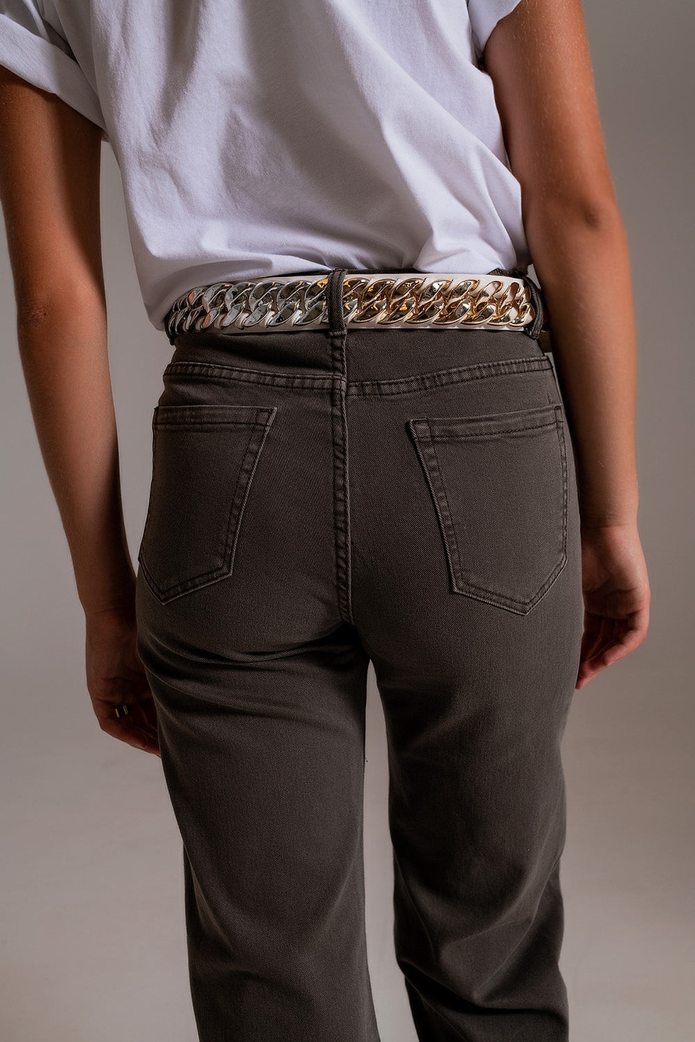 Miniatura: Cropped Wide Leg Jeans in Grey