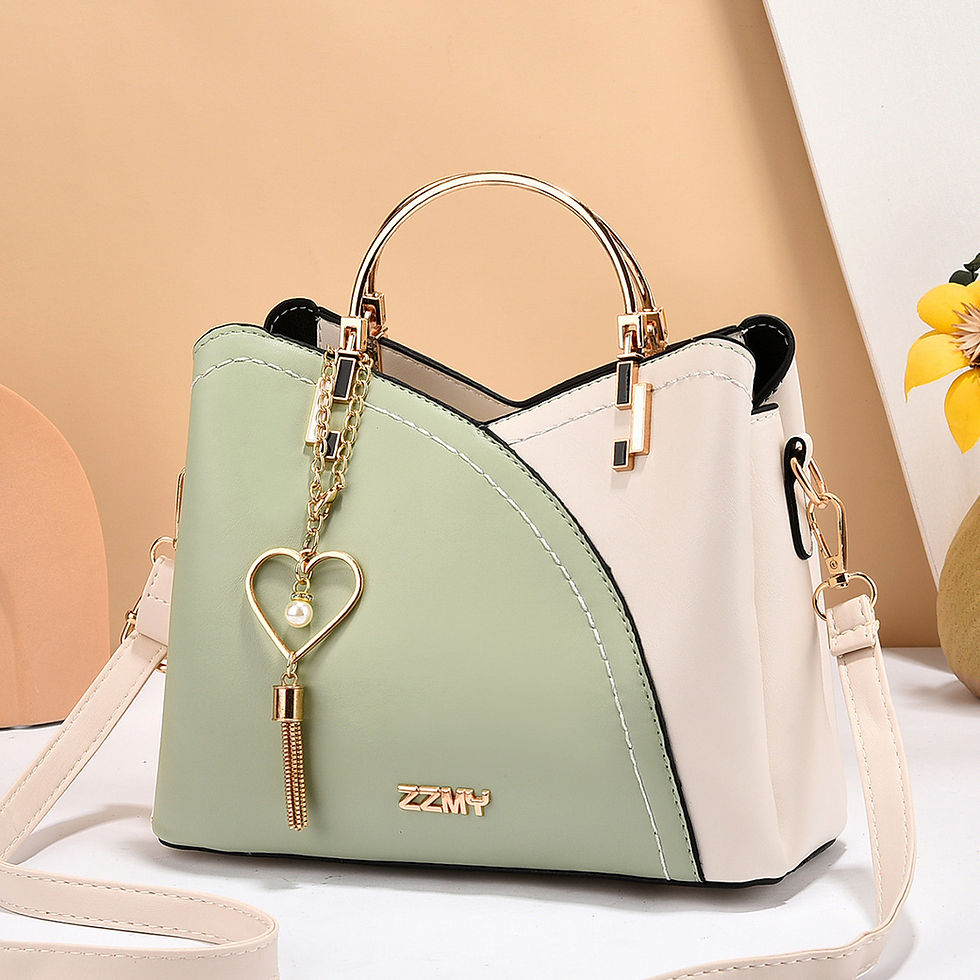 Miniature : Women's Bag New Fashion Handbag Korean Version Color Contrast PU Leather Large C