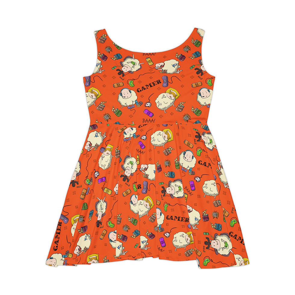 Thumbnail: Gamer Sheep | Skater Dress (Orange)