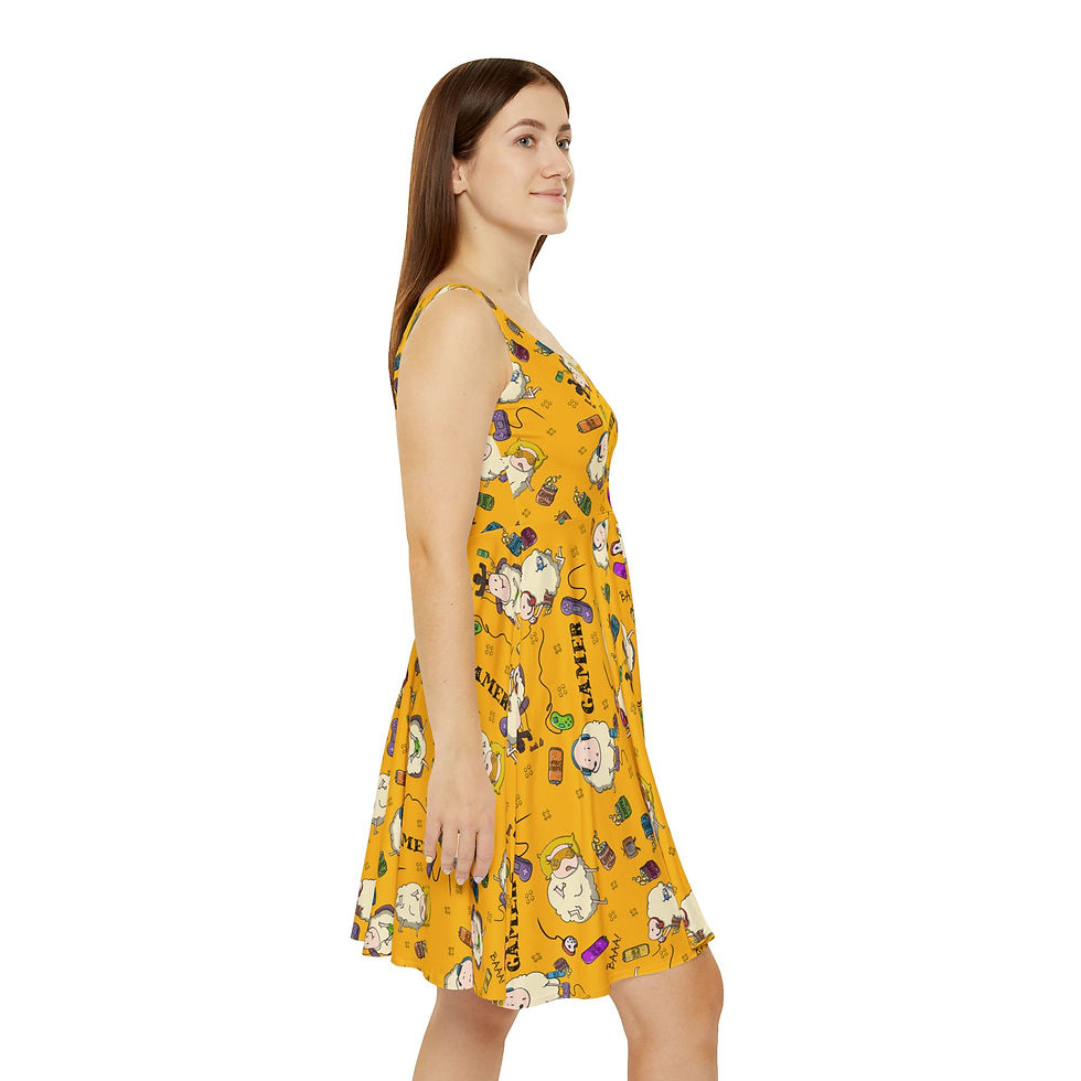 Thumbnail: Gamer Sheep | Skater Dress (Yellow)