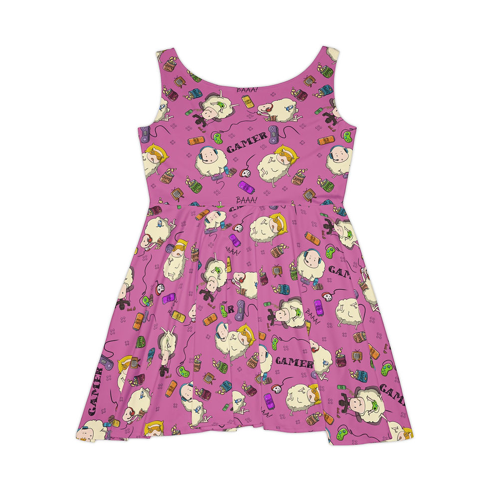 Thumbnail: Gamer Sheep | Skater Dress (Pink)