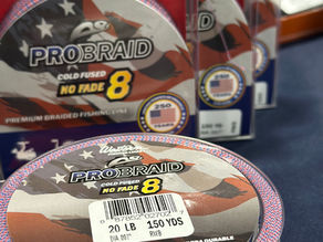 New Probraid,Cold Fused No Fade 8 Americana red white and blue braided fishing line made in USA