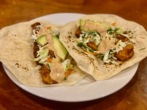 Walleye Tacos with Citrus Cilantro Slaw and Sweet & Spicy Chipotle Sauce