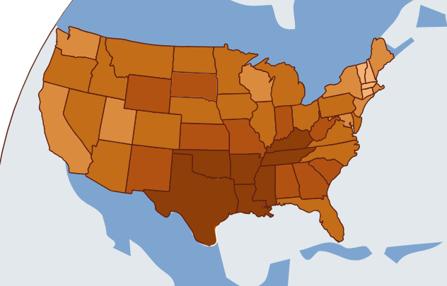 Teen Pregnancy Rate By State (15 - 19 Years Old; 2022)