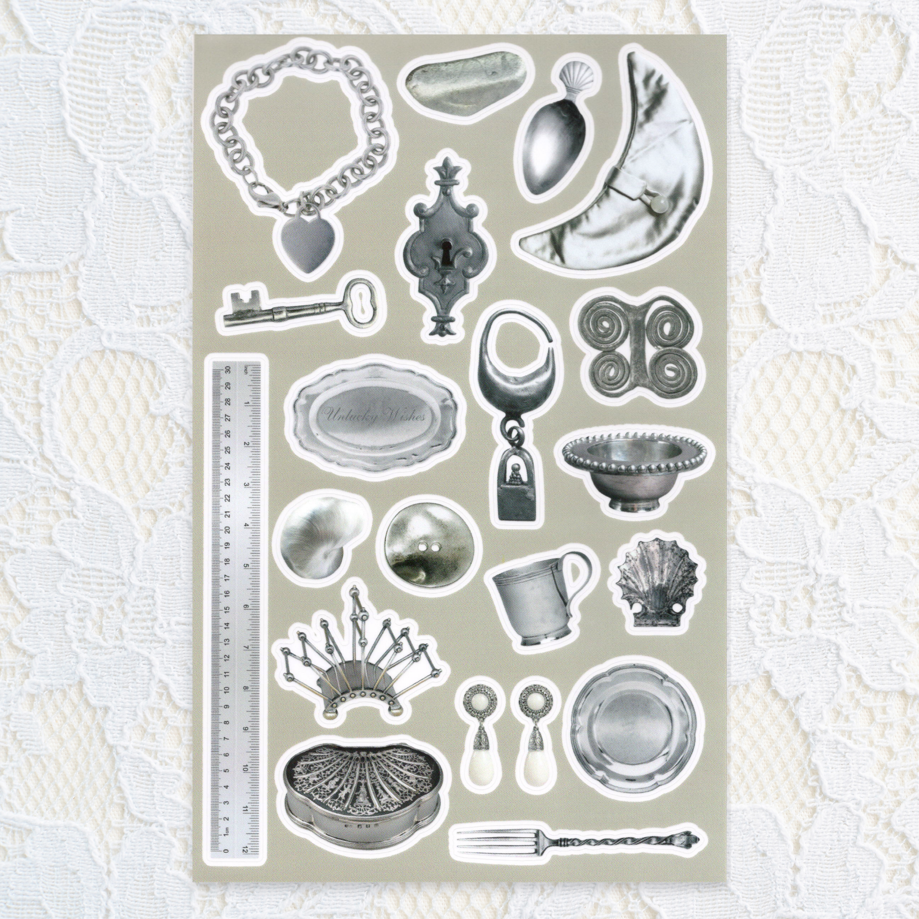Vintage Silver Sticker Sheet