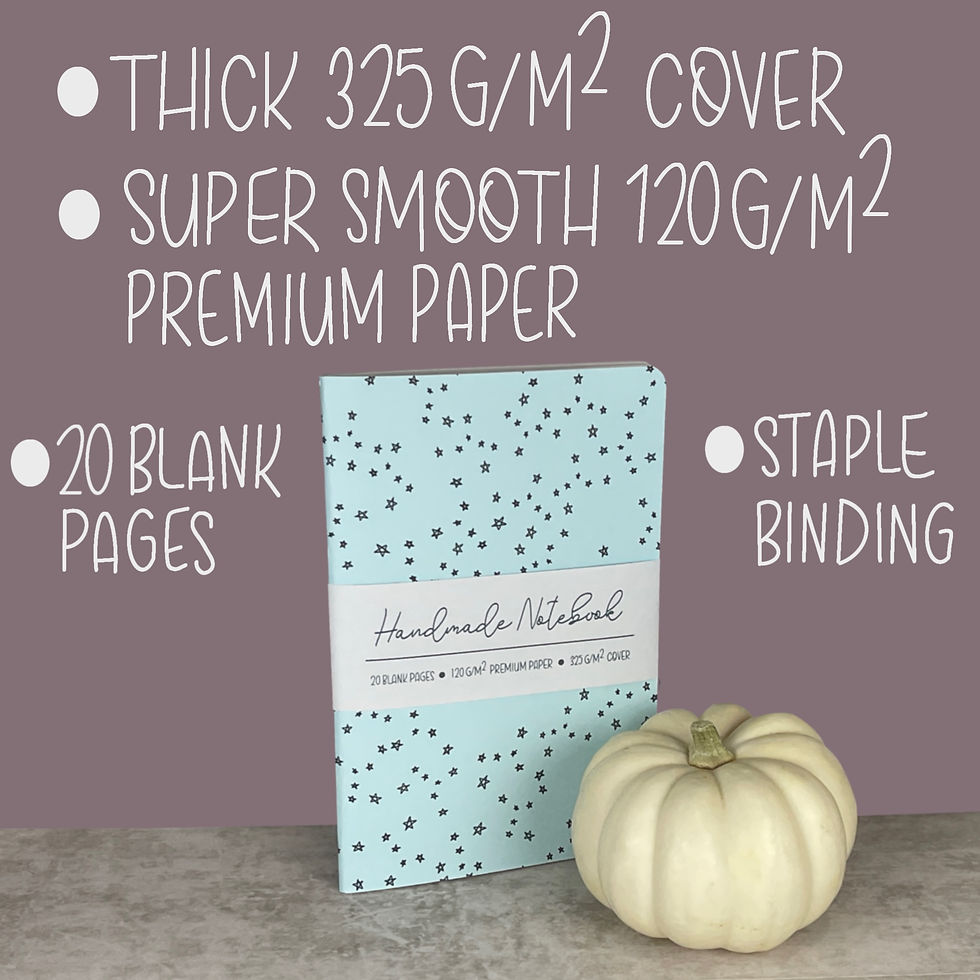 Thumbnail: List of highlights: 325 GSM cover, super smooth 120 GSM premium paper, 20 blank pages, and staple binding