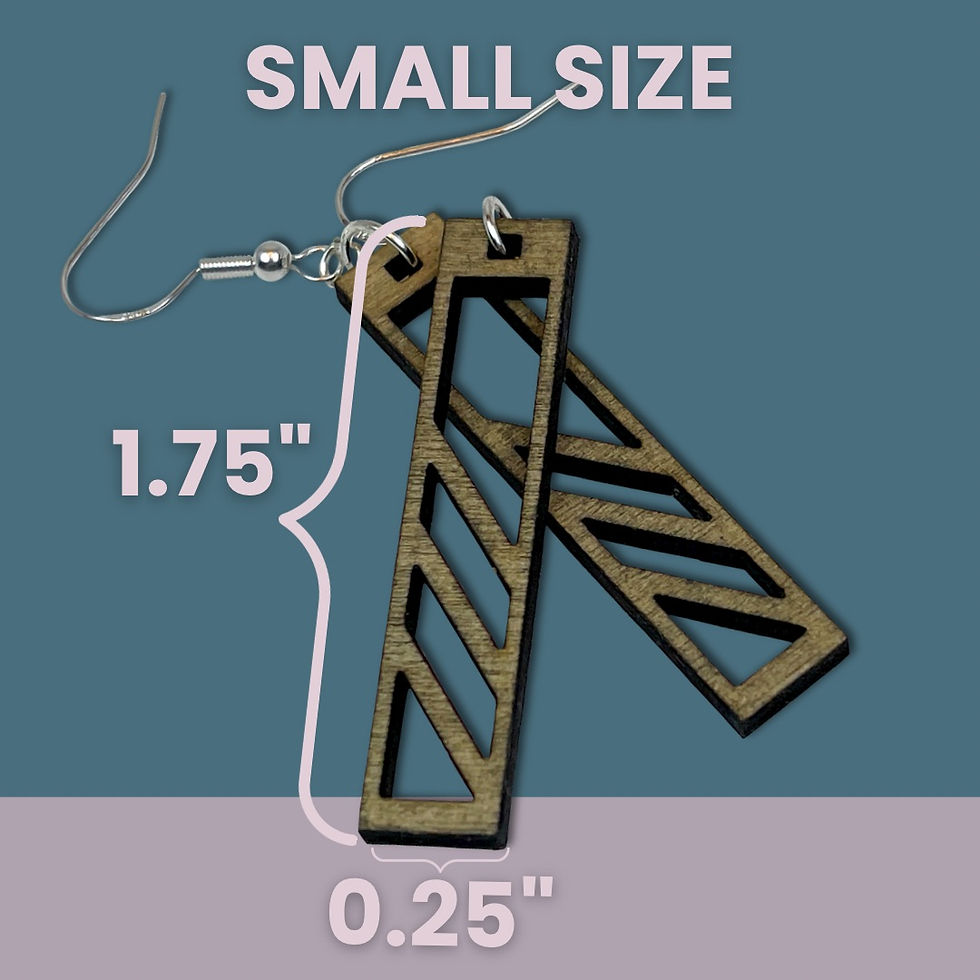 Thumbnail: Whole Wheat Stain Large Handmade Wooden Earrings Long Cut Out Geometric