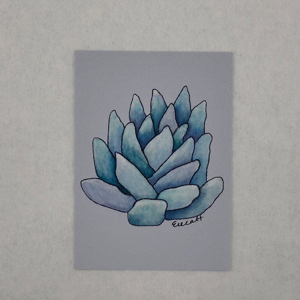 Thumbnail: ACEO Signed Limited Ed. Print - Original Art by Erica H - Watercolor Succulent