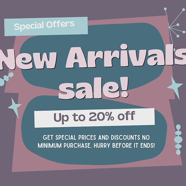 New Arrivals banner. up to 20% off new arrivals. No minimum purchase