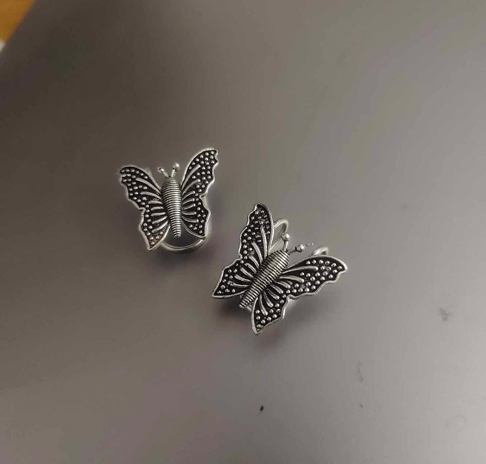 Oxidised BUTTERFLY Bugadi EarClips Earrings