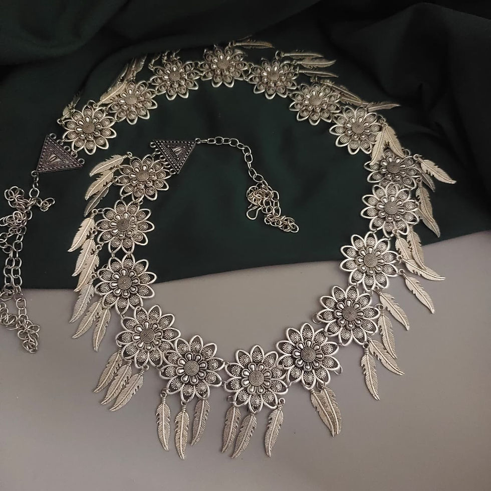 Thumbnail: ISRA Oxidized Flower Waist Belt (KamarPatta)