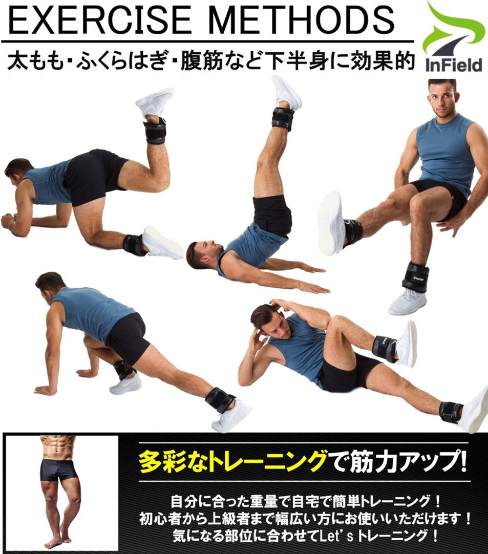 サムネイル： アンクルウェイト リストウェイト 筋トレ ウォーキング ダイエット エクササイズ 体幹トレーニング 3kg パワーアンクル リストバンド