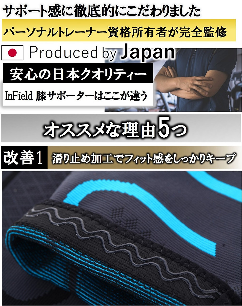 サムネイル： 膝サポーター 2枚組 しっかり 保護 伸縮性