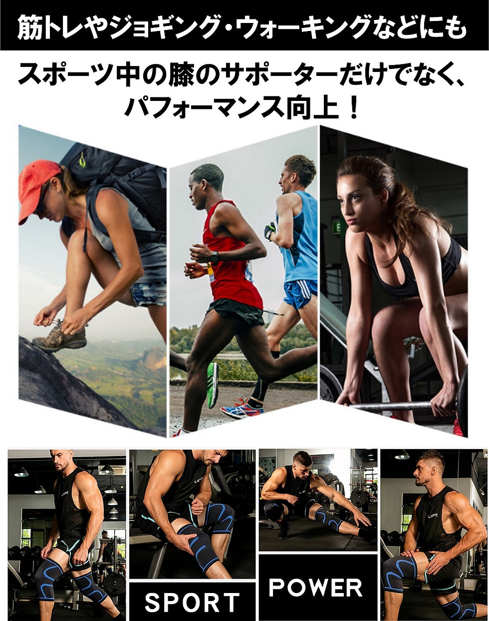 サムネイル： 膝サポーター 2枚組 しっかり 保護 伸縮性