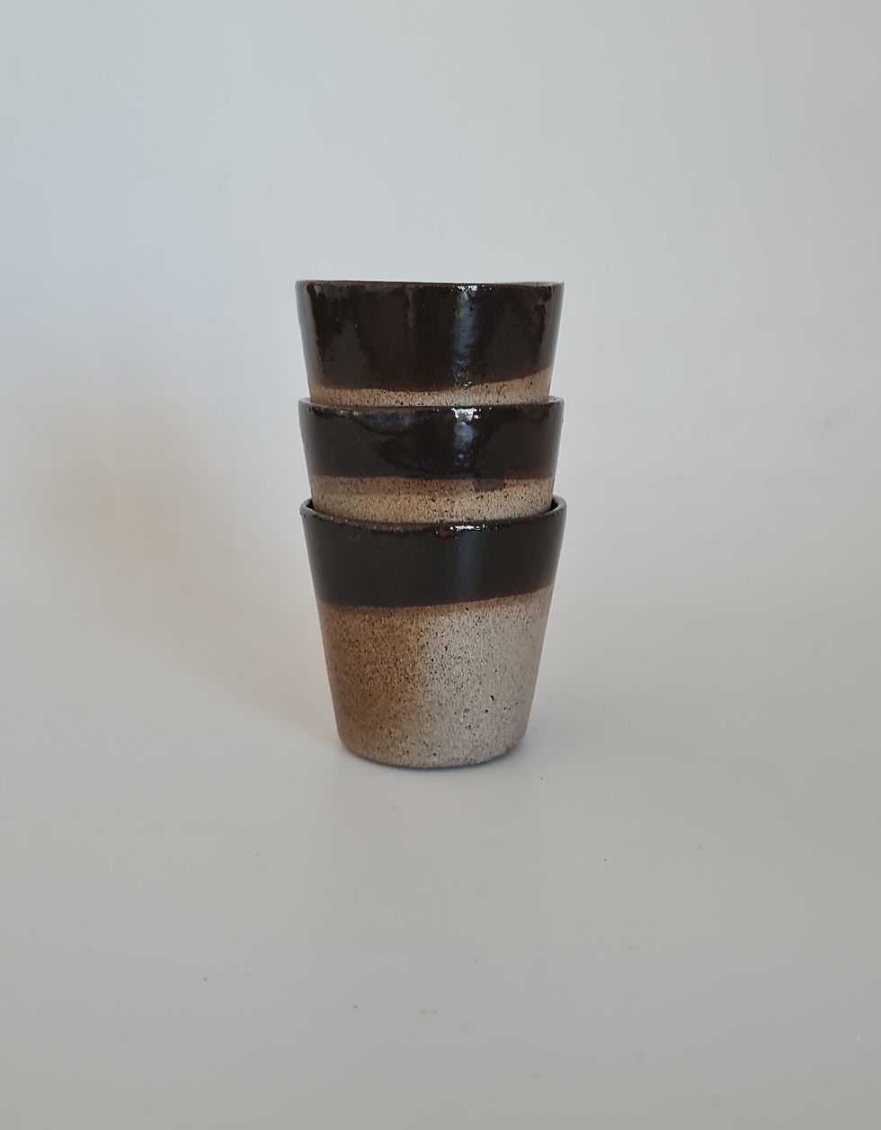 כוסות אספרסו קצר/ארוך חימר אפור ללא ידיות עבודת יד