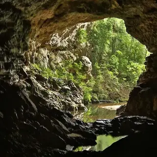 exploring Rio Frio Cave on the Caracol Maya ruin tour from Hopkins Village, Belize