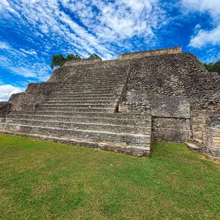 Caana pyramid rising above the jungle at the Caracol Maya site, on a guided tour from Placencia, Belize