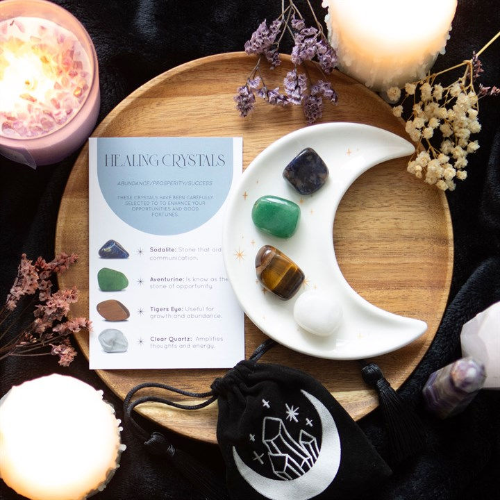 Thumbnail: Success Healing Crystal Set with Moon Trinket Dish