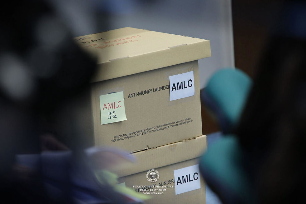 Hulagway sa mga kahon nga adunay marka sa Anti-Money Laundering Council (AMLC).