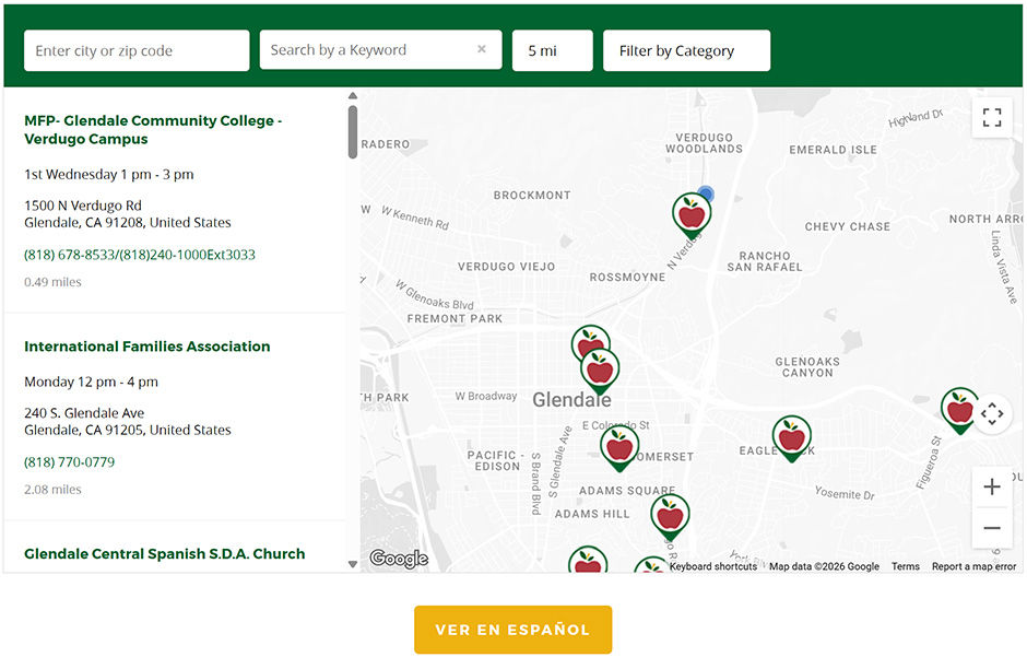 Image taken of the Los Angeles Regional Food Bank's Food Pantry Locator